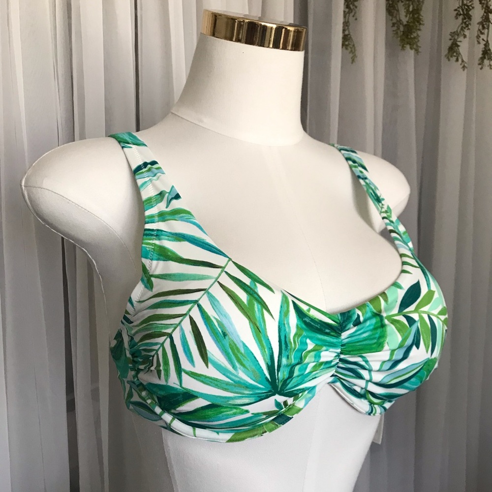 Green Palm Bikini Top